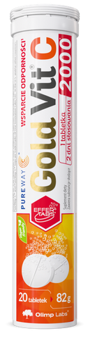Putojošas vitamīna C tabletes OLIMP LABS Gold Vit C 2000 ar apelsīna garšu, 20 gb.