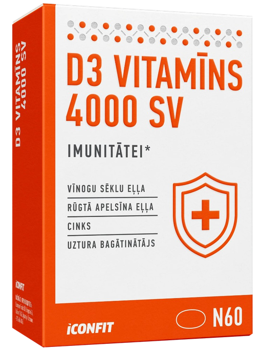 ICONFIT D3 4000 SV vitamīna kapsulas imunitātes atbalstam, 60 gab.