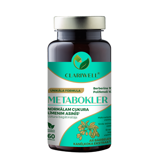 CLARIWELL Metabokler kapsulas normālam asinsspiedienam un cukura līmenim, 60 gab.