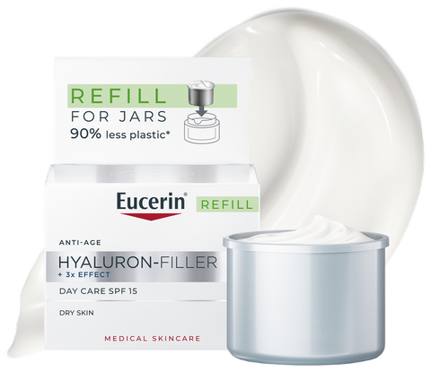 EUCERIN Hyaluron-Filler +3x Effect SPF 15 (Refill) – Sausas ādas sejas krēms, 50 ml