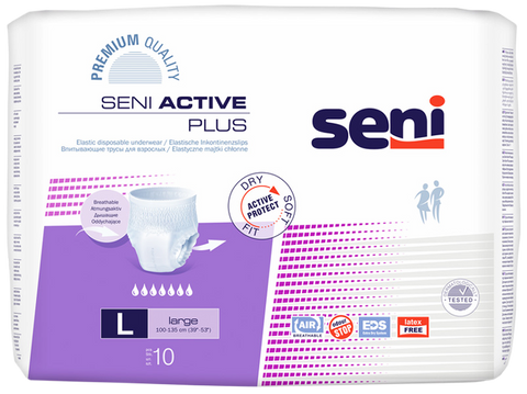 Seni Active Plus Large (100-135 cm) ērtās apakšbiksītes, iepakojums 10 gab.