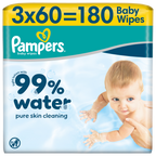 180 mitrās salvetes Pampers ar 99 % ūdens
