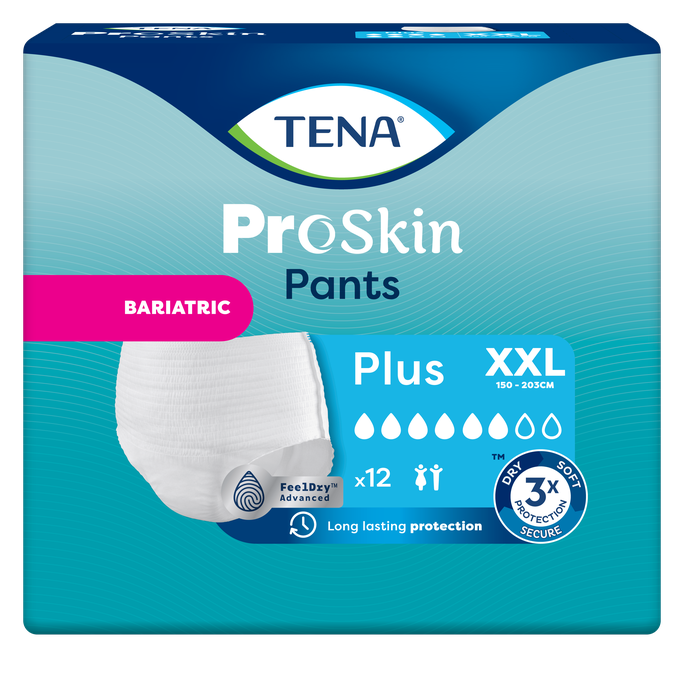 TENA Pants Plus Bariatric XXL — 12 vienreizlietojamo biksīšu iepakojums urīna nesaturēšanai