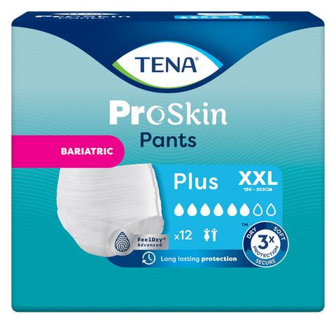 TENA Pants Plus Bariatric XXL — 12 vienreizlietojamo biksīšu iepakojums urīna nesaturēšanai