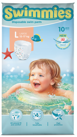MOLTEX Swimmies L - peldēšanas autiņbiksītes (12-17 kg), iepakojums 10 gab.