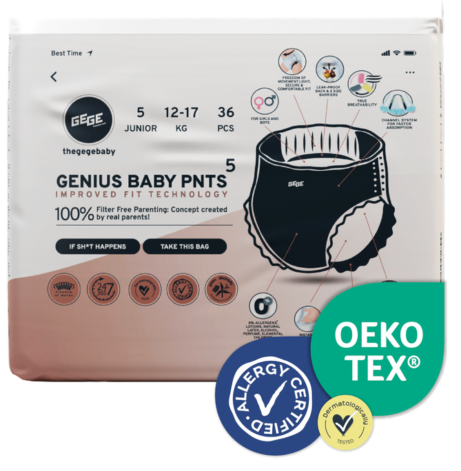 GEGE Genius Junior 5 bērnu biksītes (12-17 kg), iepakojumā 36 gab.