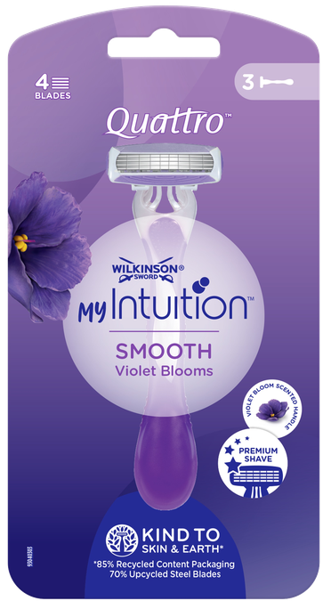 WILKINSON SWORD MyIntution Quattro vienreizlietojamie skuvekļi Smooth Violet Bloom, 3 gab.