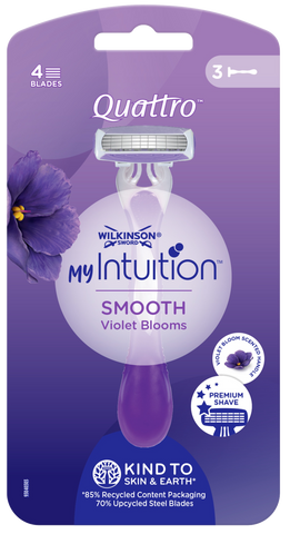 WILKINSON SWORD MyIntution Quattro vienreizlietojamie skuvekļi Smooth Violet Bloom, 3 gab.