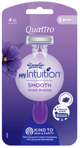 WILKINSON SWORD MyIntution Quattro vienreizlietojamie skuvekļi Smooth Violet Bloom, 3 gab.