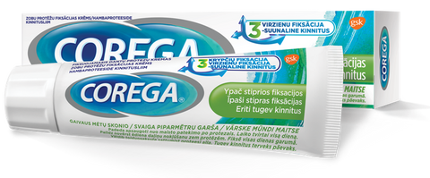 Corega Extra Strong Fresh Mint – zobu protēžu fiksācijas krēms 40 g