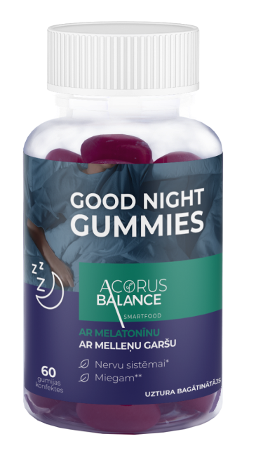 ACORUS BALANCE Good Night Ar Melatonīnu Košļājamās pastilas 2,5g, 50 gab.