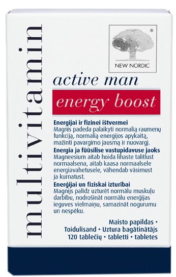 NEW NORDIC Active Man Energy Boost Multivitamīni, 120 tabletes