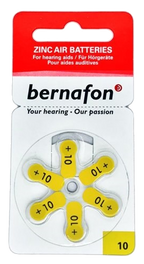 BERNAFON baterijas Nr.10 dzirdes aparātiem (6 gab. komplekts)