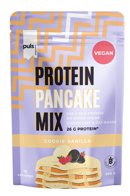 PULS NUTRITION Vegānisks proteīna pankūku maisījums – vaniļas garšas sīkdienas, 500 g