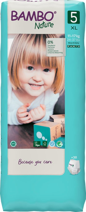 BAMBO NATURE Nature Garās biksītes 5. izmērs (11-17 kg), 38 gab. paciņa