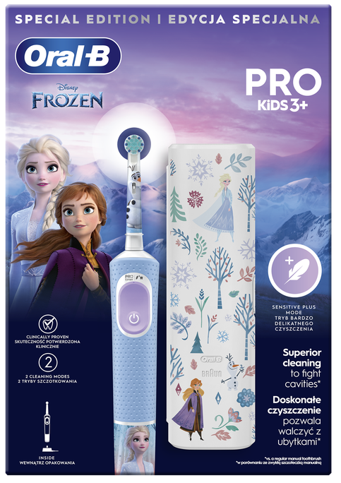 Oral-B Pro Kids Frozen elektriskā zobu birste ar ceļojuma futrāli, 1 vienība