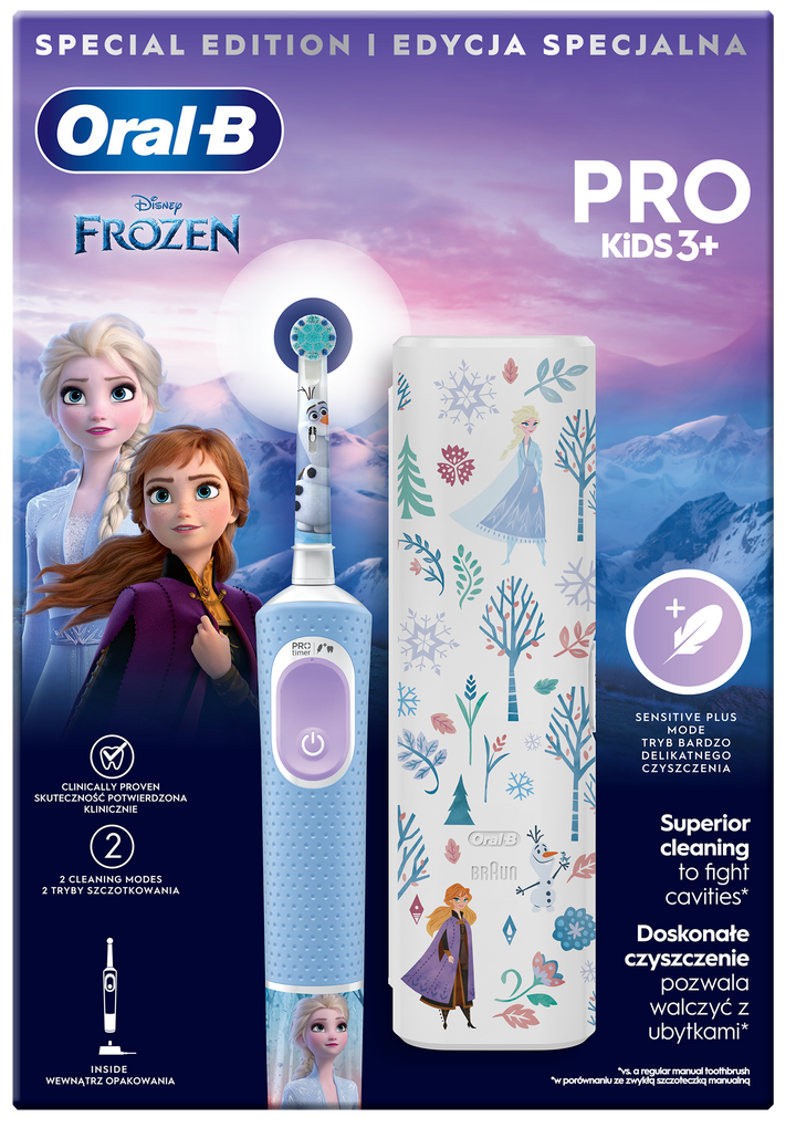 Oral-B Pro Kids Frozen elektriskā zobu birste ar ceļojuma futrāli, 1 vienība