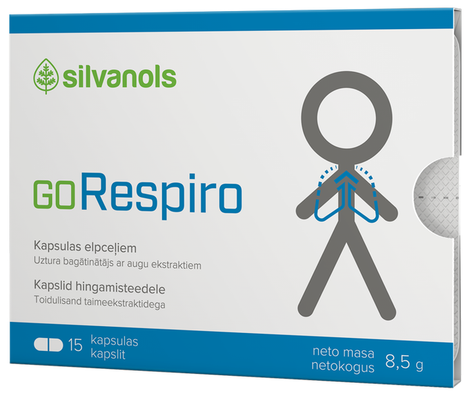 Kapsulas GORESPIRO ar augu ekstraktiem, 15 gab.