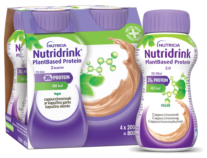 NUTRICIA Nutridrink PlantBased kapučīno 200 ml, 4 iepakojumi