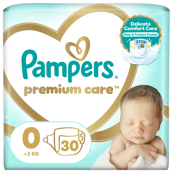 PAMPERS Premium Care autiņbiksītes 0 <3 kg (30 gab.)