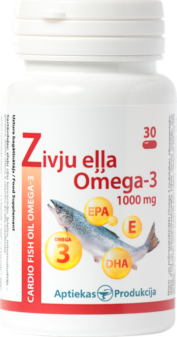 Sirds Zivju Eļļa 1000 mg 30 kapsulu iepakojums - APTIEKAS PRODUKCIJA
