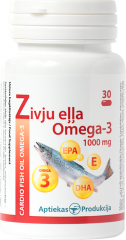 Sirds Zivju Eļļa 1000 mg 30 kapsulu iepakojums - APTIEKAS PRODUKCIJA