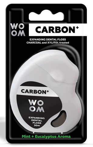 WOOM Carbon + Apjomīgais 30m zobu diegs, 1 gab.
