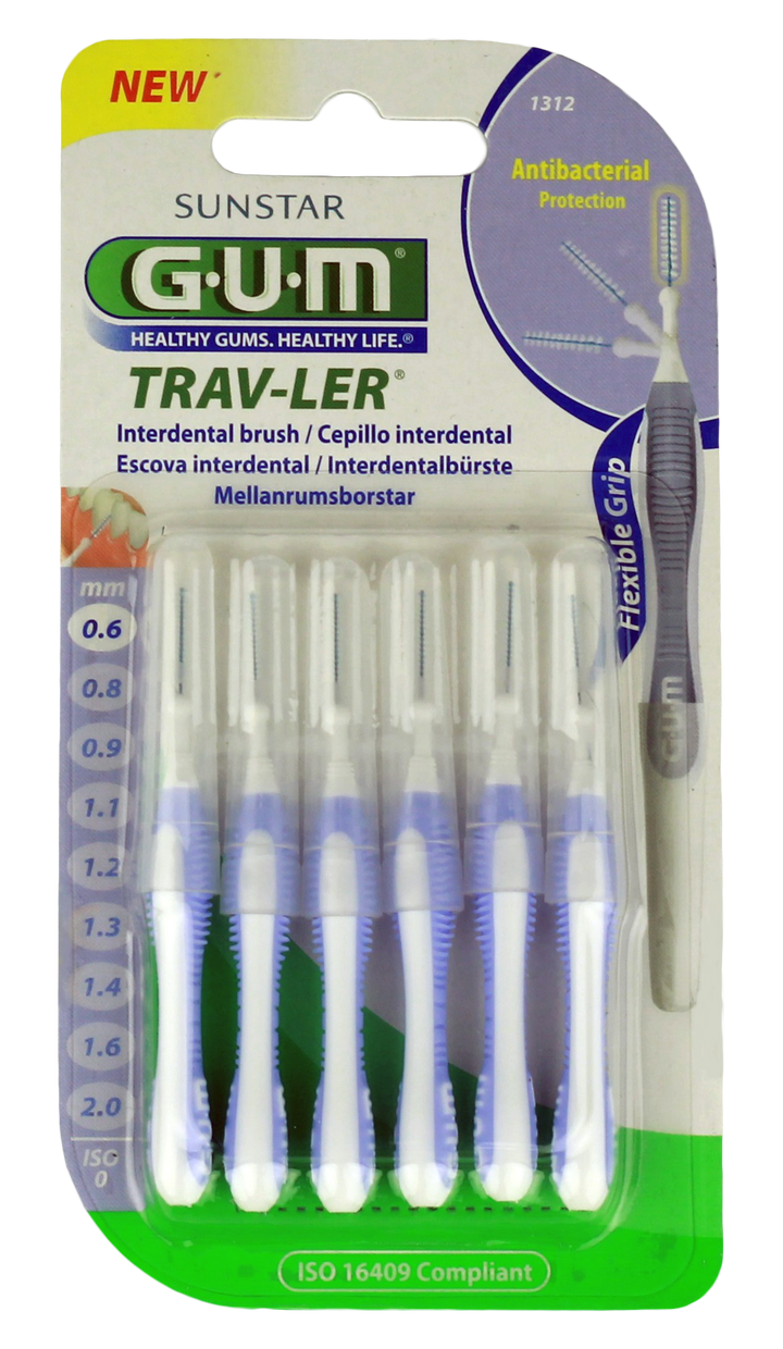 GUM Trav-Ler starpzobu tīrītājs 0,6 mm, iepakojums 6 gab.