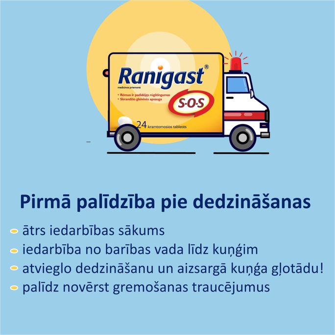 RANIGAST košļājamās tabletes SOS, 24 gab.