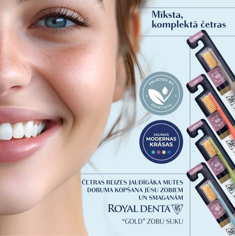 ROYAL DENTA Gold mīkstā zobu birste, 4 gab.