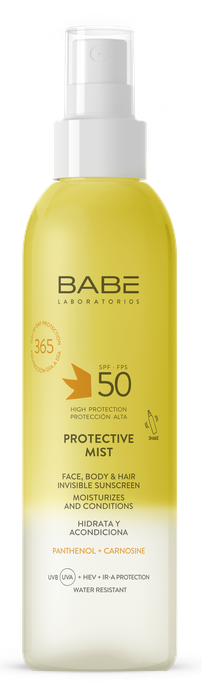 BABE SPF50 Saules aizsargsprejs sejā, matiem un ķermenim, 150 ml