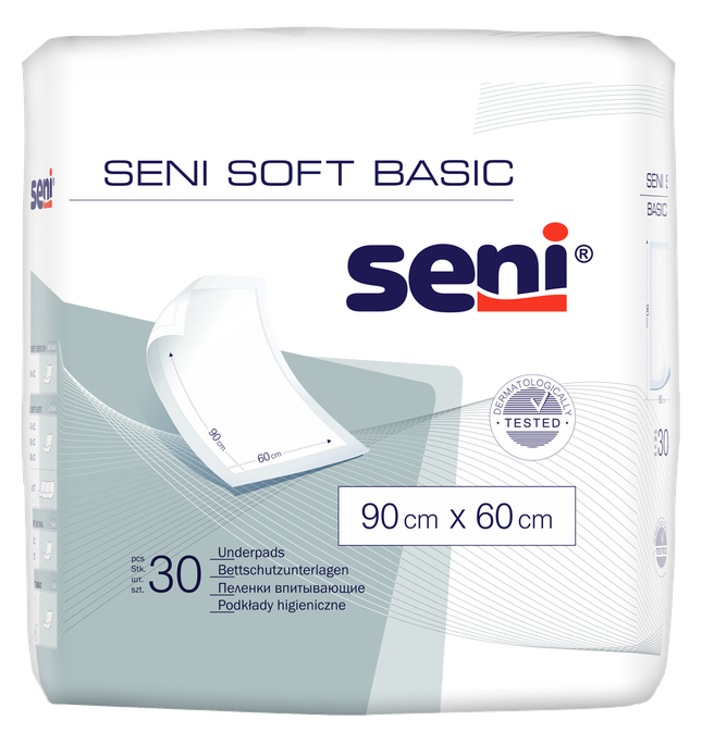 SENI Soft Basic absorbējošie palagi 60 x 90 cm, iepakojums 30 gab.