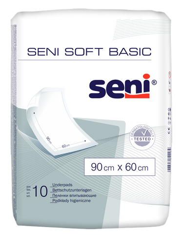SENI Soft Basic absorbējošie higiēniskie paladziņi 60x90 cm, 10 gab. komplekts