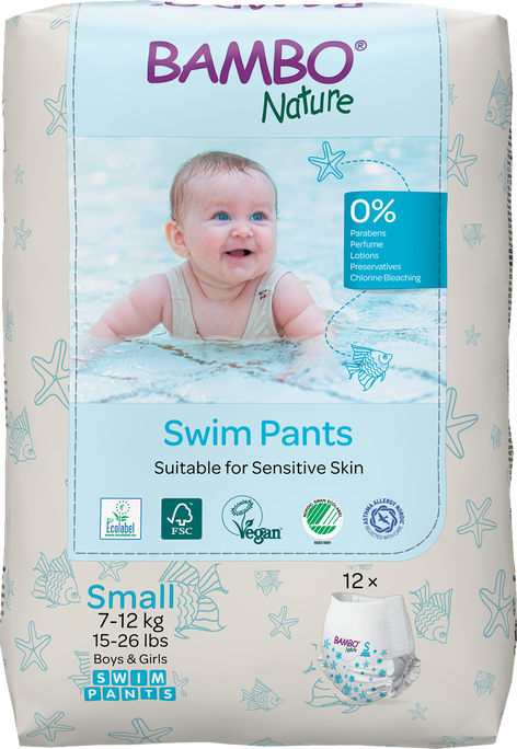 BAMBO NATURE Swim Pants Nature, izmērs S, 7-12 kg, iepakojumā 12 gab.