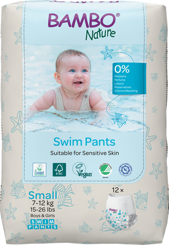 BAMBO NATURE Swim Pants Nature, izmērs S, 7-12 kg, iepakojumā 12 gab.