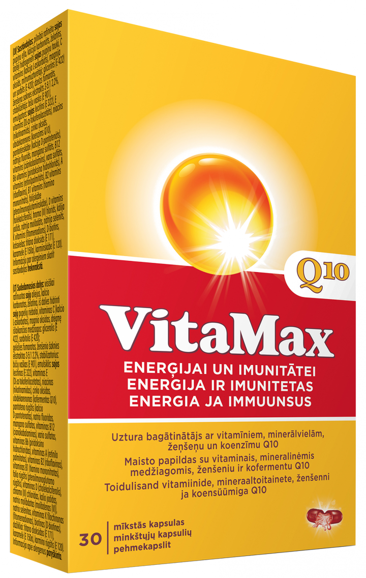 VITAMAX Q10 mīkstās kapsulas 30 gabalu iepakojumā