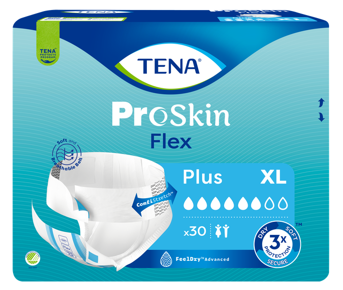 TENA Flex Plus XL — 30 autiņbiksītes ar ergonomisku dizainu