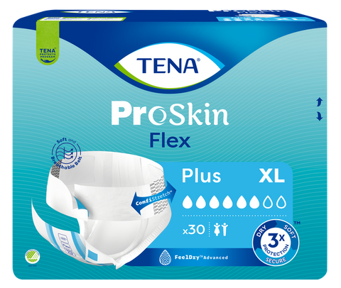 TENA Flex Plus XL — 30 autiņbiksītes ar ergonomisku dizainu