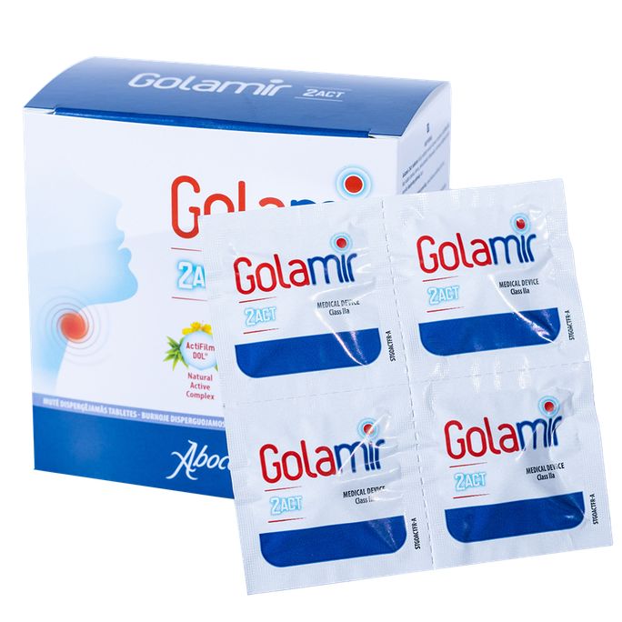 GOLAMIR 2Act tabletes rīkles sāpju ārstēšanai, 20 gab. mutē šķīstošas