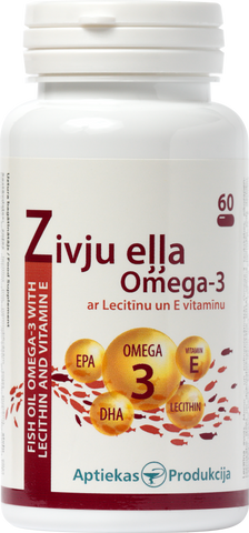 Omega-3 Zivju Eļļa Ar E Vitamīnu Un Lecitīnu — 60 Kapsulas No Aptiekas
