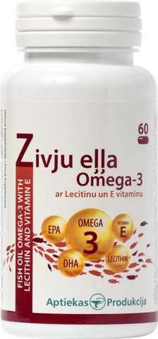 Omega-3 Zivju Eļļa Ar E Vitamīnu Un Lecitīnu — 60 Kapsulas No Aptiekas