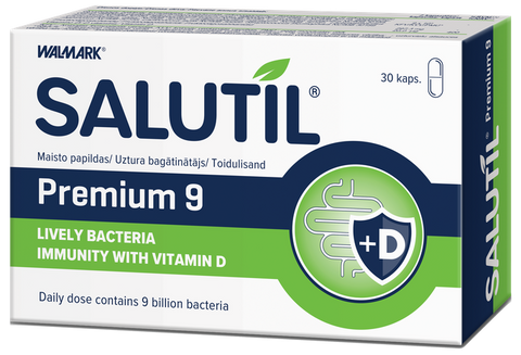 SALUTIL Premium ar 9 baktēriju celmiem — 30 kapsulu iepakojums
