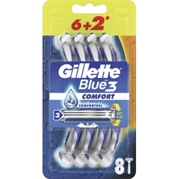 GILLETTE Blue 3 — vienreizlietojamie vīriešu skuvekļi, 8 gab.