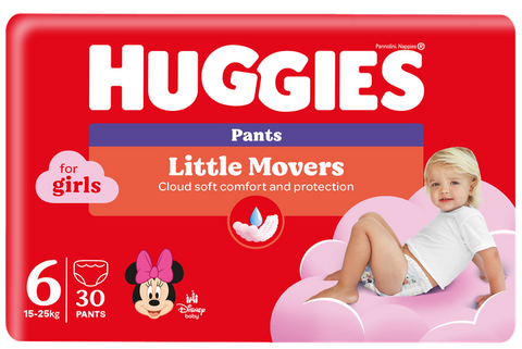 HUGGIES autiņbiksītes S6 Jumbo Pack, 30 gab., pull-up modelis meitenēm 15-25 kg