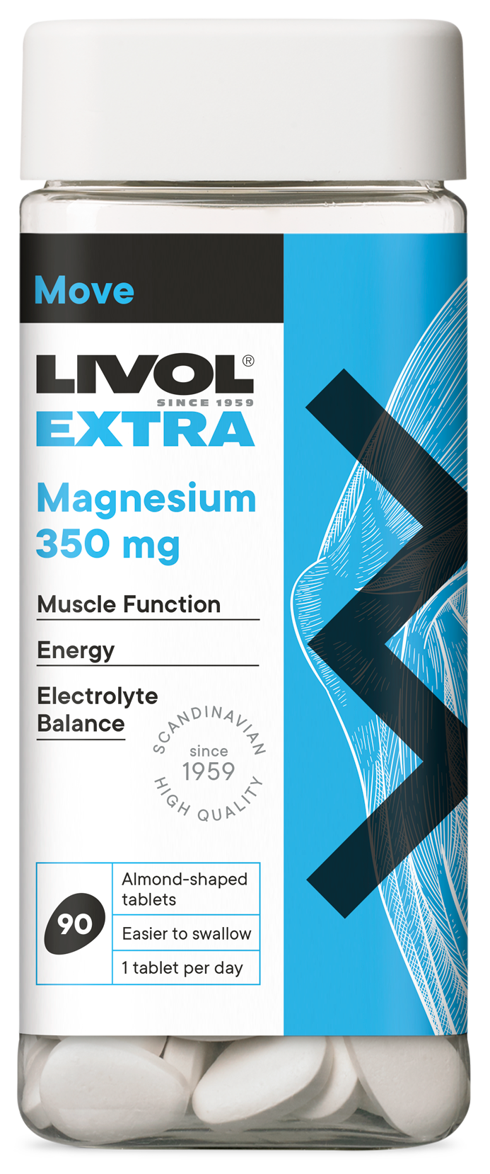 LIVOL Magnesium 350 mg Extra tabletes, 90 gab.
