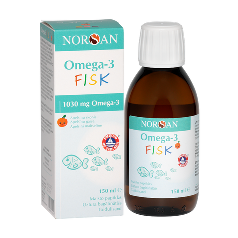 NORSAN Omega-3 Zivju Eļļa Apelsīnu Aromātā, 150 ml