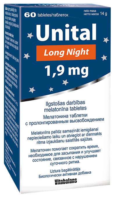 VITABALANS Unital Long Night tabletes 1,9 mg, 60 gab.