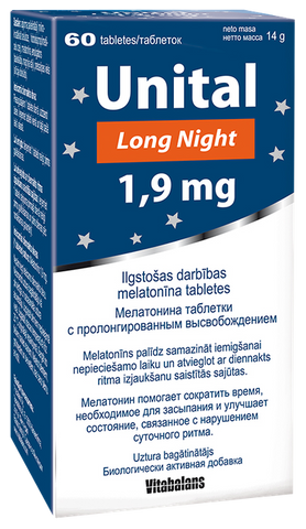 VITABALANS Unital Long Night tabletes 1,9 mg, 60 gab.