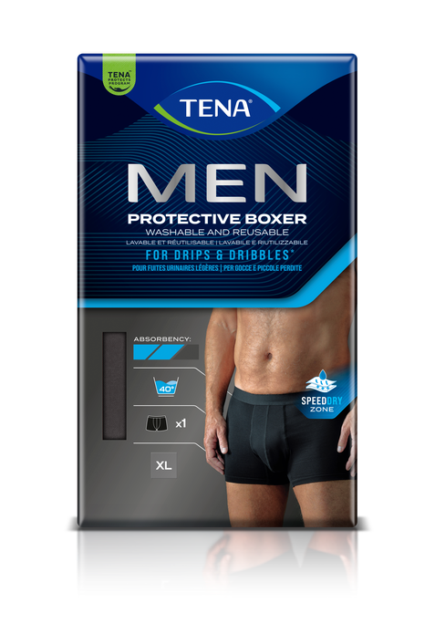 TENA Men Prot bokseršorti XL melni, mazgājami, 1 gab.