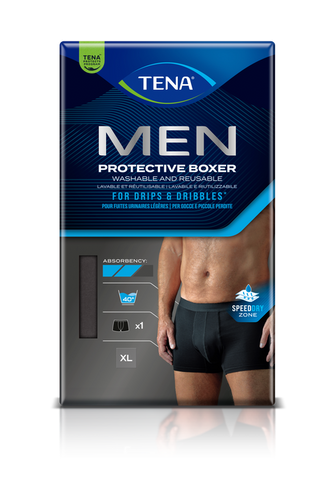 TENA Men Prot bokseršorti XL melni, mazgājami, 1 gab.